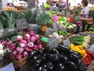 Produce shopping at the Queen Victoria market